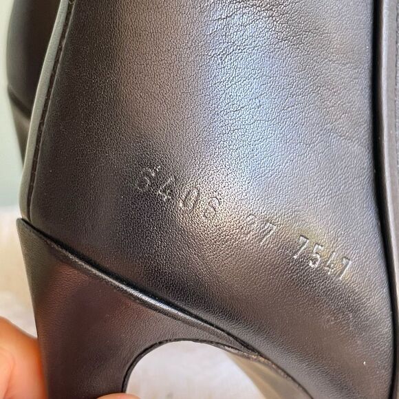 Woman By Common Projects Black Leather Heeled Ankle Boots Sz 37/US 6.5 - Picture 3 of 11